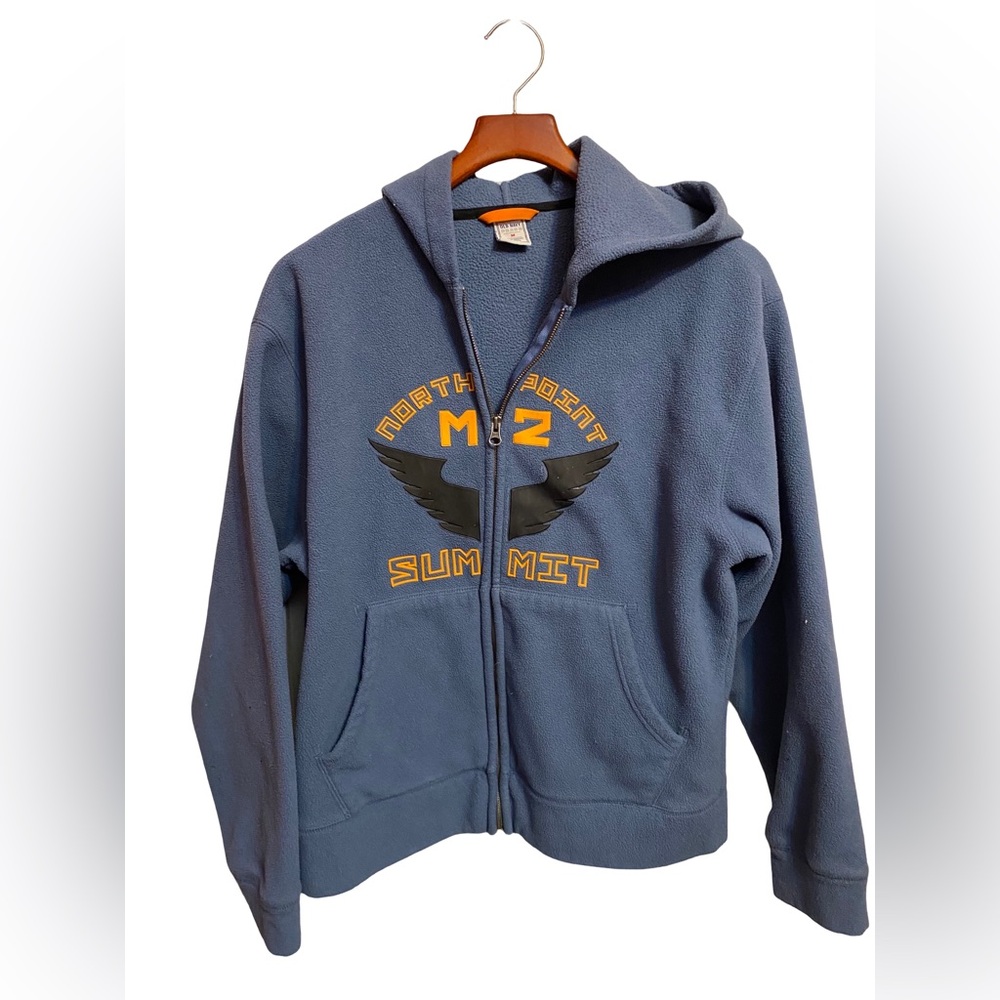 Old Navy‎ Y2K Fleece Full Zip Fleece Hoodie Medium Embroidered Spell Out